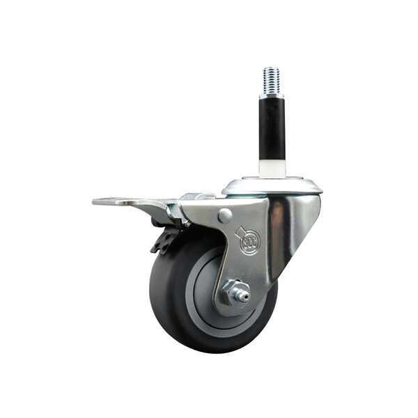 3'' SS Thermoplastic Rubber Swivel 7/8'' Expanding Stem Caster Total Lock Brake
